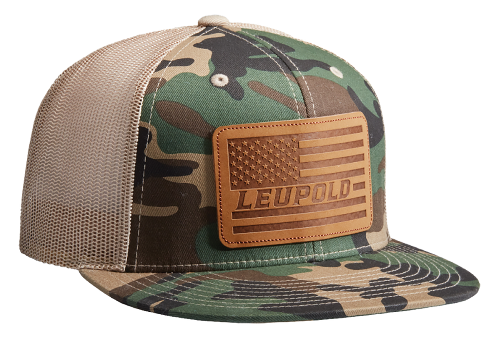 Leupold Leather Flag, Leu 172593 Leather Flag Trucker Hat Camo/khaki