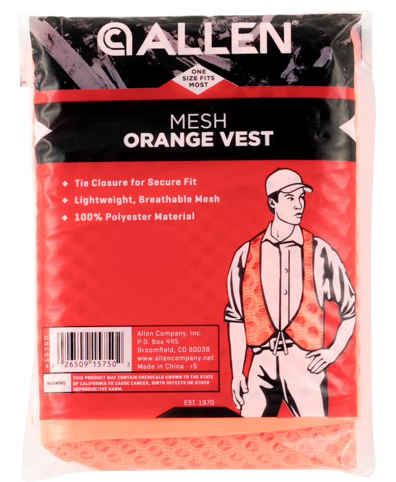 Allen Safety Vest, Allen 15750 Safety Orange Mesh Vest