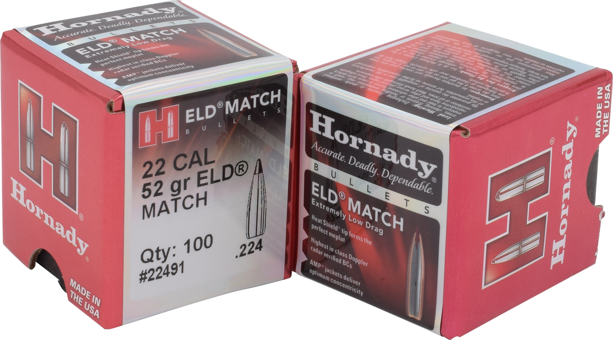 Hornady Eld Match, Horn 22491  Bull .224  52 Eld-x             100/40