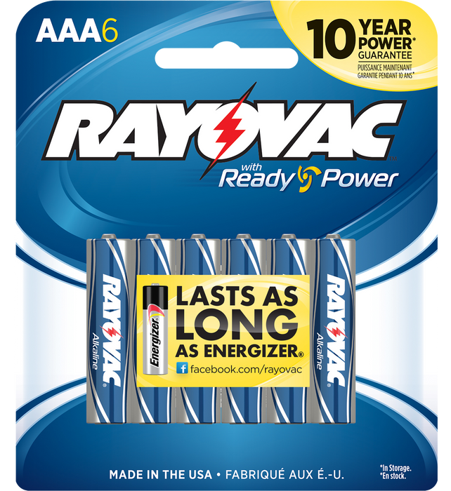 Rayovac Aaa, Ray 824-6f    Alk Aaa Card Battery 6pk