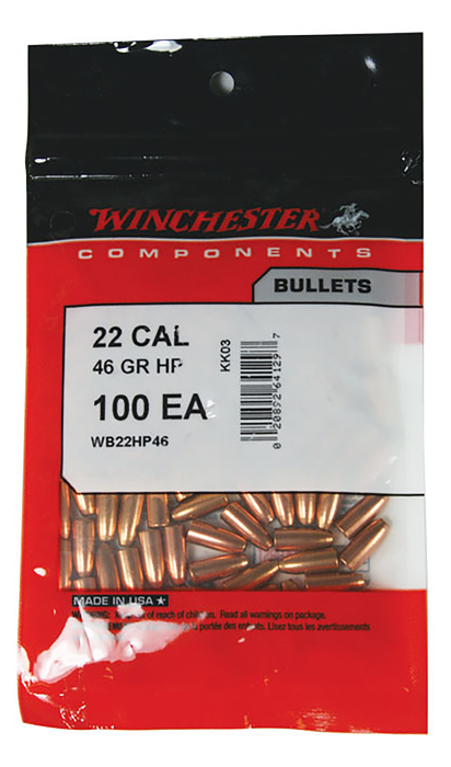 Winchester Ammo Reloading Bullets, Win Wbr22hp46x Bul 22      46 Hp         100/10