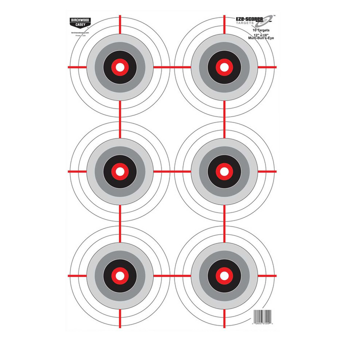 Birchwood Casey Eze-scorer, Bir 37209 Eze-scorer 12x18 Multi Bullseye     10pk