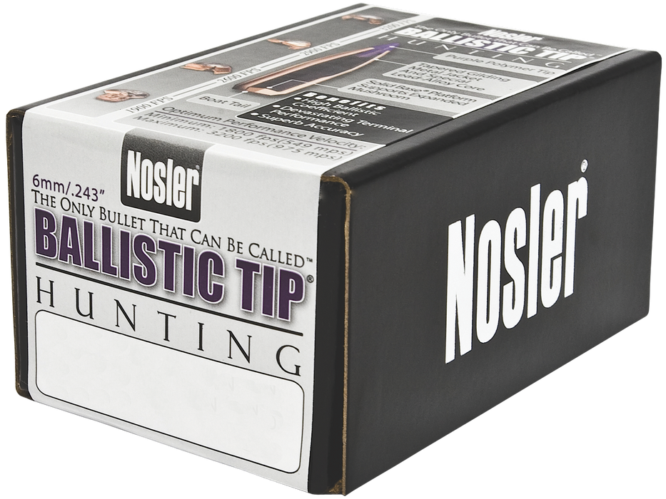 Nosler Ballistic Tip, Nos 24090 Blstc Hnt  6mm  90 Sptzr  50