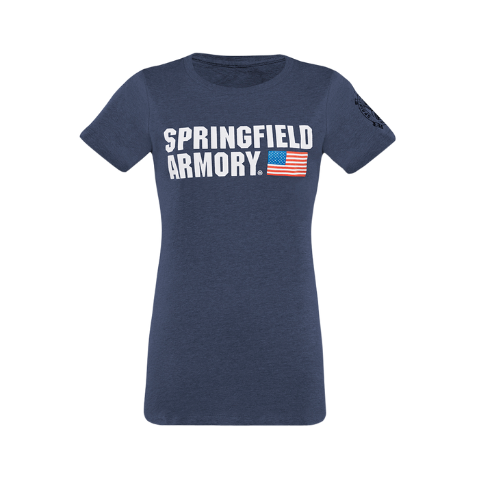 Springfield Armory American Flag, Spg Gep1661xl Ladies Sa Flag Tshirt   Midnavy   Xl