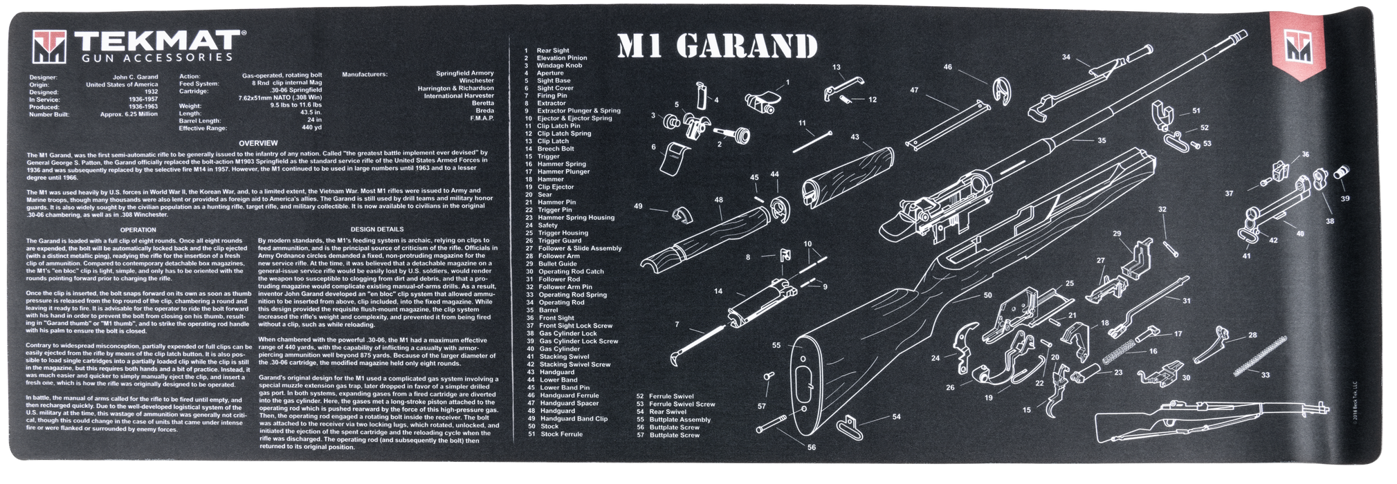 Beck Tek, Llc (tekmat) Original Cleaning Mat, Tekmat Tekr36m1garandbk M1 Garand Gun Clean Mat