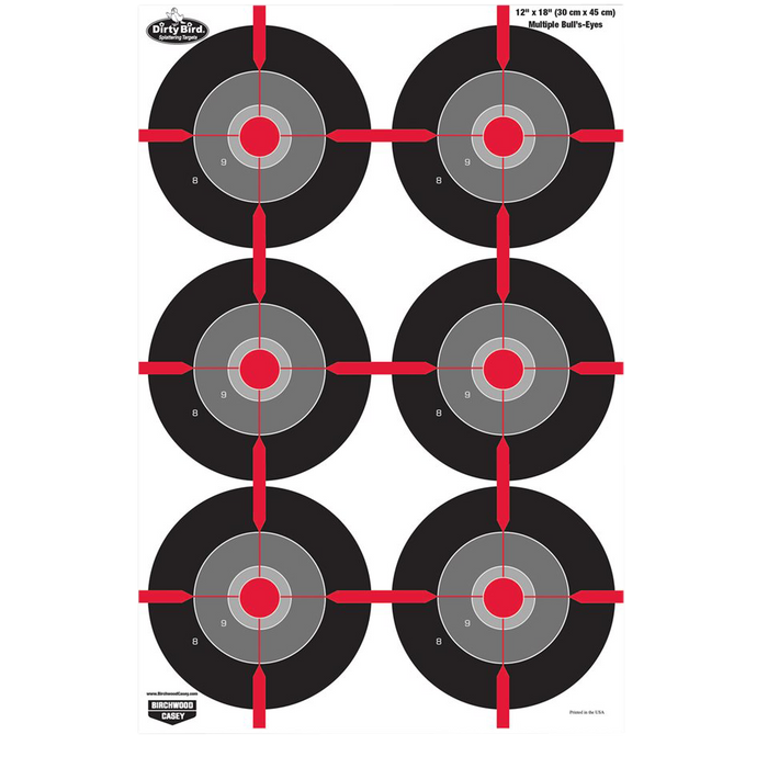 Birchwood Casey Dirty Bird, Bir 35705 Dirtybird 12x18 Multiple Bullseye    8pk