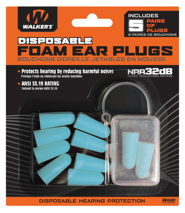 Walkers Game Ear Foam Ear Plugs, Wlkr Gwp-fp5pk-tl   Foam Ear Plug 5pk Teal