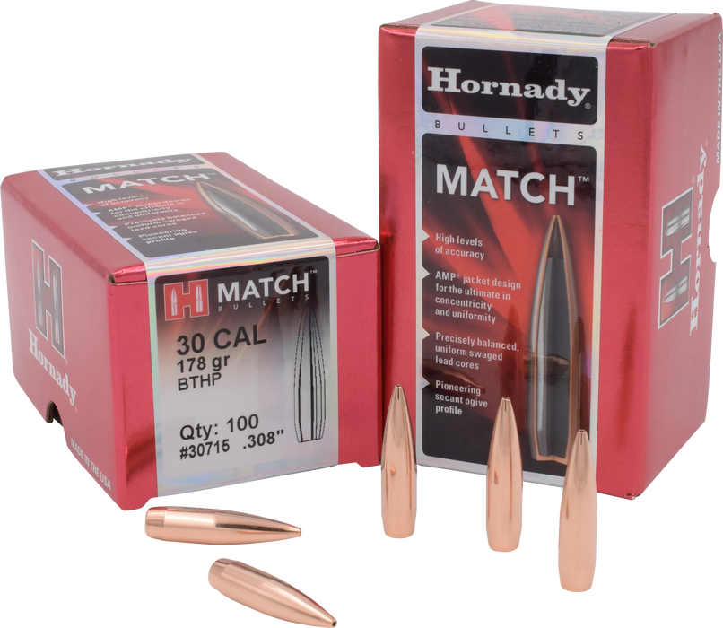 Hornady Match, Horn 30715  Bull .308 178 Bthp-m            100/15