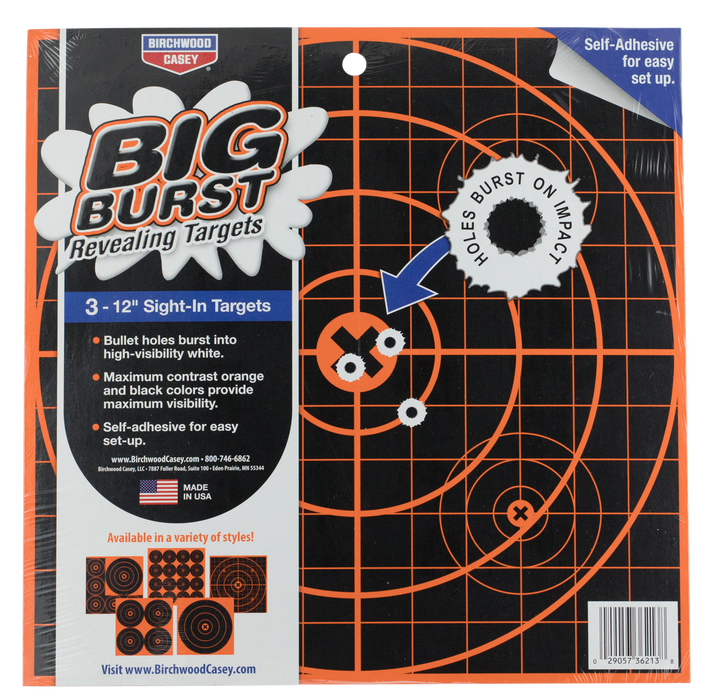 Birchwood Casey Big Burst, Bir 36123 Big Burst 12" Bullseye Tgt           3pk