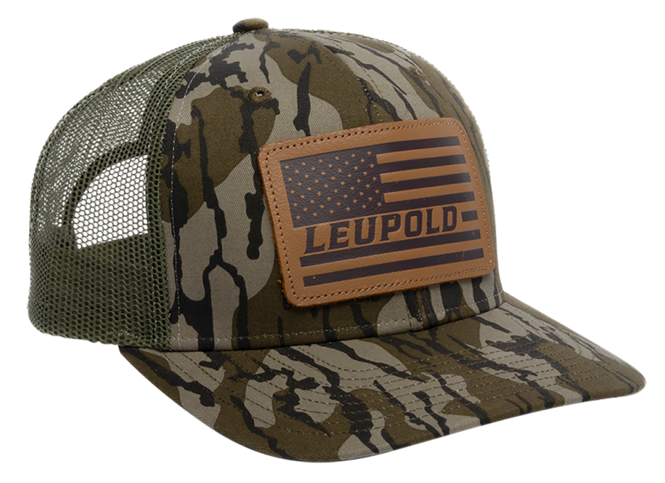 Leupold Leather Flag, Leu 172600 Leather Flag Trucker Hat Bmlnd Camo/grn