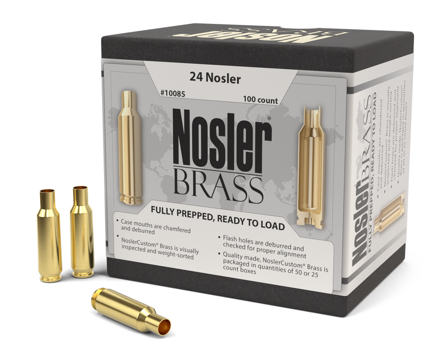 Nosler Unprimed Cases, Nos 10085 Custom Brass 24 Nosler               100