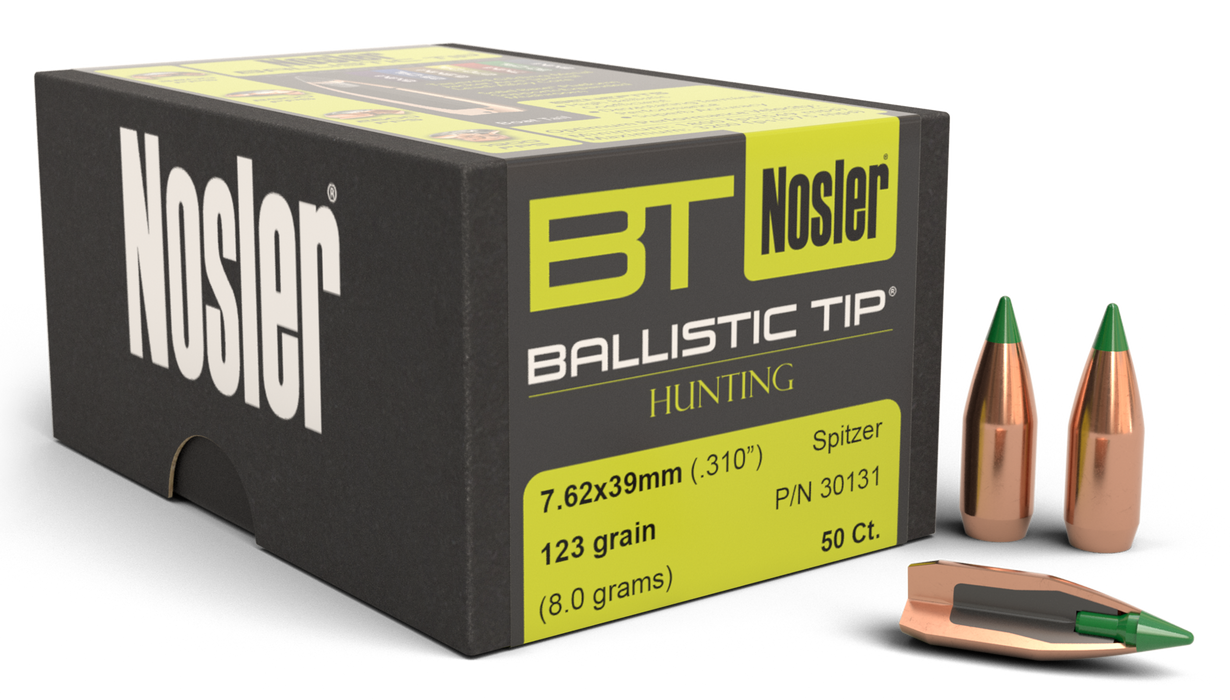 Nosler Ballistic Tip, Nos 30131 Blstc Hnt   7.62x39 123 Bt            50