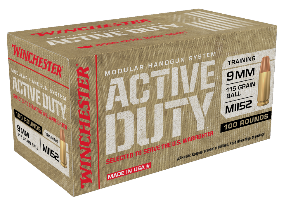 Winchester Ammo Active Duty, Win Win9mhsc  9mm        115 Mil Sp 100/5