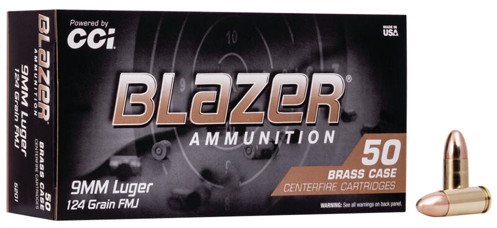 Cci Blazer, Cci 5201    Blazer Brass 9mm  124 Fmj       50/20