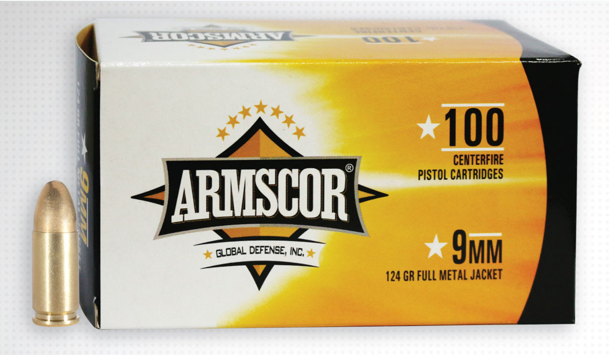 Armscor Pistol Ammo, Arms 50445 9mm 124gr Fmj - Vp 100rd Box  100/12
