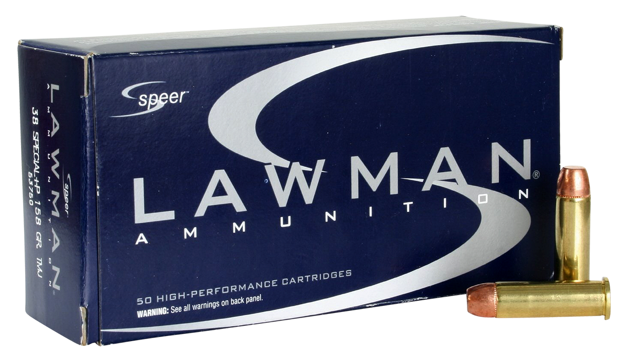 Speer Ammo Lawman, Speer 53750 Lawman 38s+p   158 Tmj          50/20