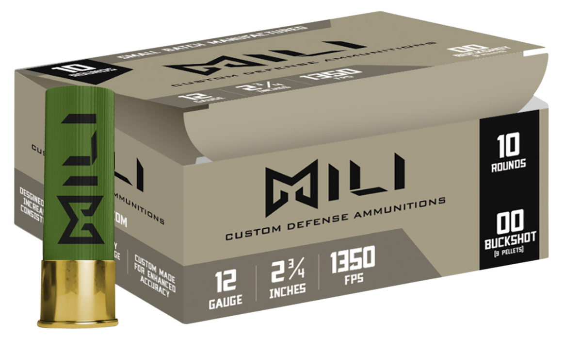 Mili Ammunitions 12 Ga, Mili M12-00-buck   12ga 2 3/4 00 Buck       10/15