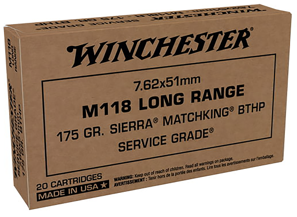 Winchester Ammo Sierra, Win Sgm118lrw 7.62x51 M118 Lr 175 Bthp  20/25