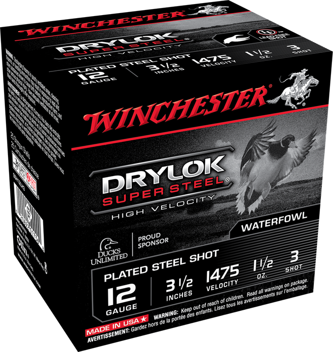 Winchester Ammo Drylock Super Steel, Win Ssh12lh3   Supreme Hv    Stl 1 1/2 3in 25/10