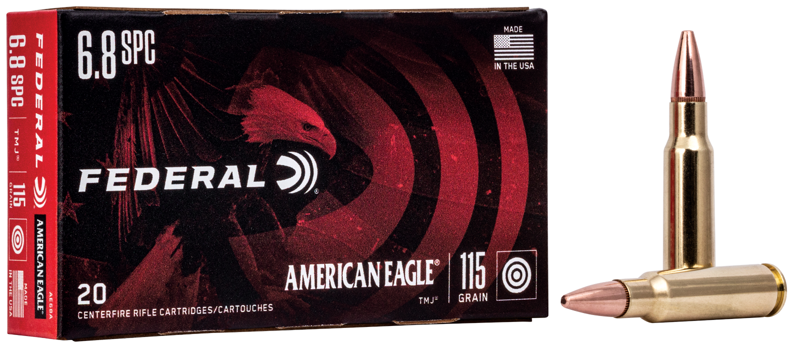 Federal American Eagle, Fed Ae68a          6.8 Spc 115 Fmj         20/10