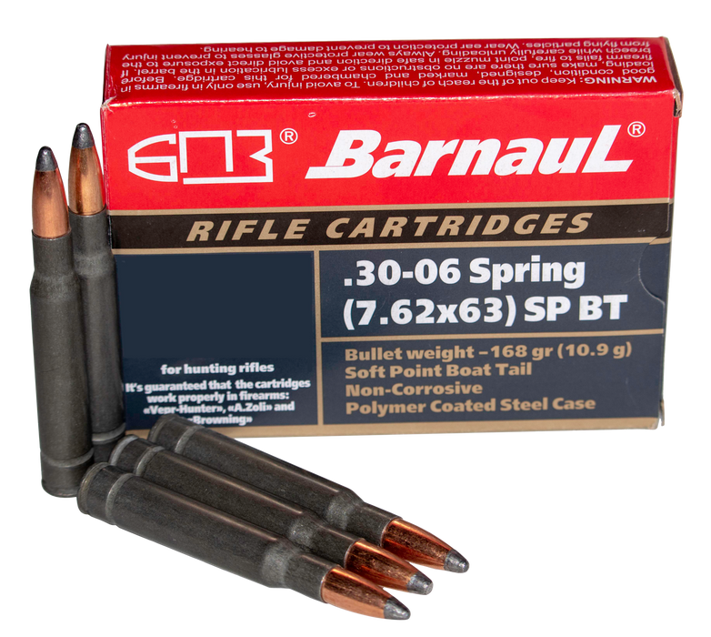 Barnaul Ammo Rifle, Barnaul 3006spr-spbt168       30-06 168 Spbt 500rd