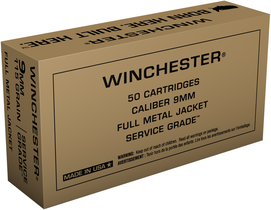 Winchester Ammo Service Grade, Win Sg9w      9mm        115 Fmj     50/10  Srvgrd