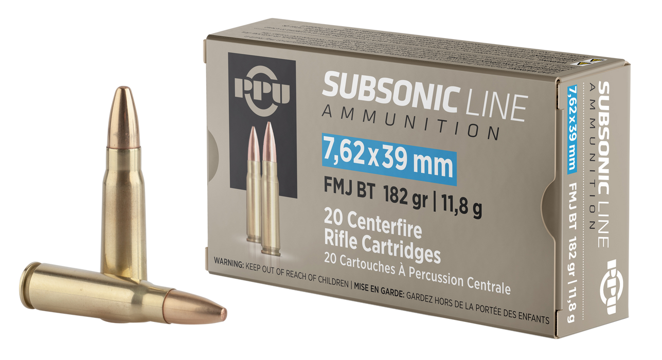 Ppu Subsonic, Ppu Pps76239    7.62x39 Sub 182 Fmj          20/25