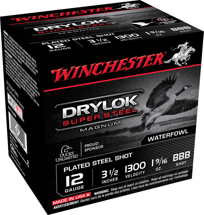 Winchester Ammo Drylock Super Steel, Win Xsc12lbbb  Plated    3.5 Stl    25/10