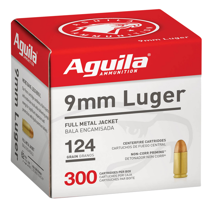 Aguila Centerfire Handgun, Aguila 1e092108 9mm Fmj 124 Gr Bulk Pack   300/4