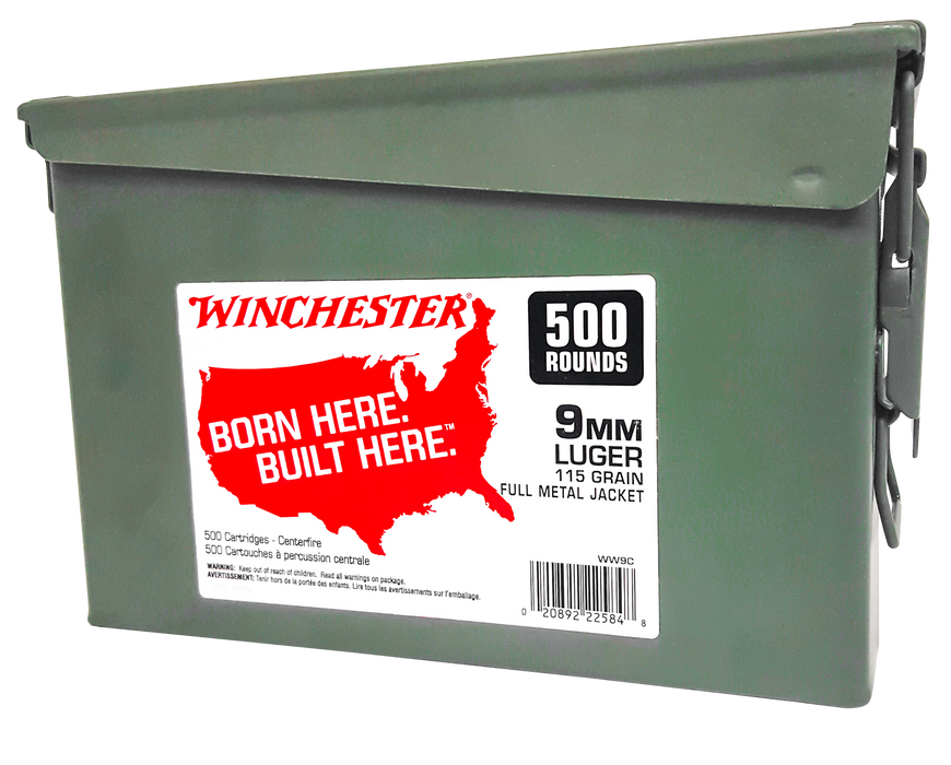 Winchester Ammo Usa, Win Ww9c      9mm        115 Fmj   Can Of 500rds