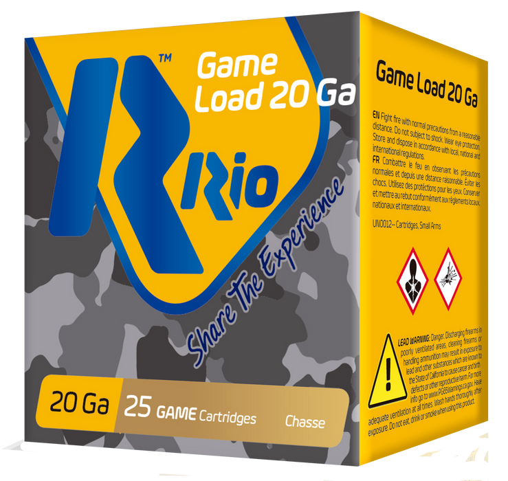 Rio Ammunition Game Load, Rio Rc2075     20 2.75     1      Hvy Fld    25/10