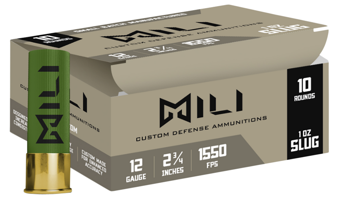 Mili Ammunitions 12 Ga, Mili M12-rif-slug  12ga 2 3/4 Rifled Slig   10/15