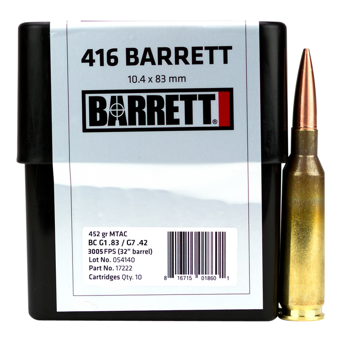 Barrett Rifle, Barr 17222 416 Barrett Ceb 452 Mtac 10 Shells/box
