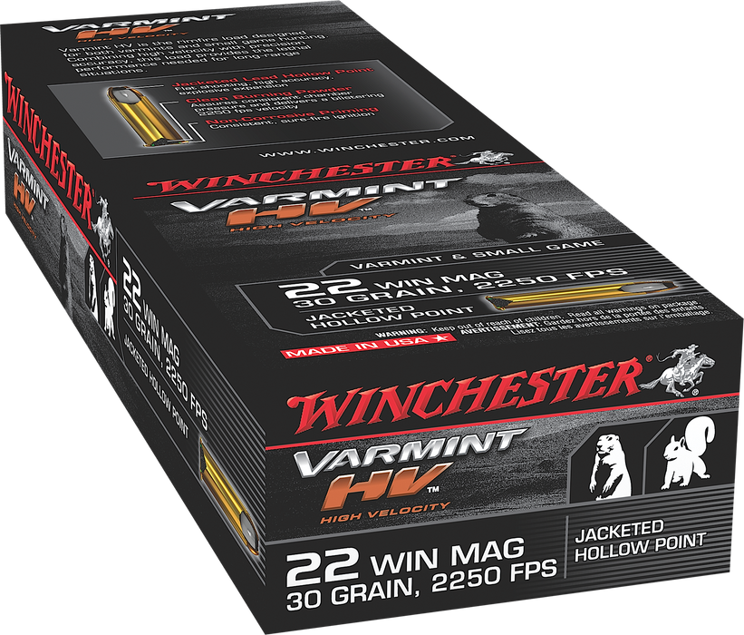 Winchester Ammo Varmint Hv, Win S22m2 Sup 22 Win Mag 30 Jhp      50/40