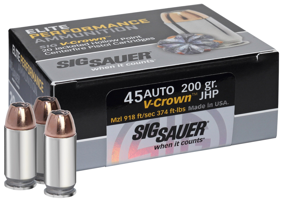 Sig Sauer Elite V-crown, Sig E45ap2-20     45      230 Jhp Vcrwn 20/10