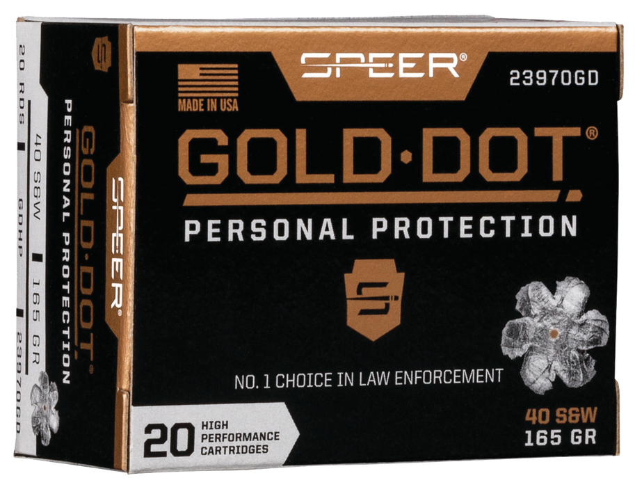 Speer Ammo Gold Dot, Speer 23970gd Gold Dot 40s    165 Hp        20/10