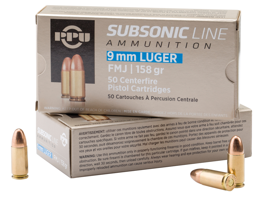 Ppu Subsonic, Ppu Pps9mm      9mm Lug Sub 158 Fmj          50/20