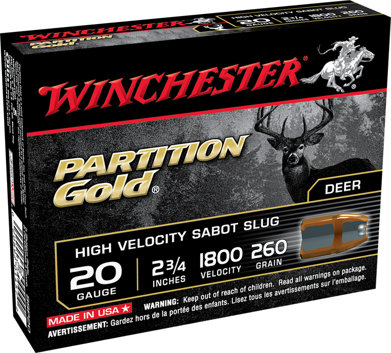 Winchester Ammo Partition Gold, Win Ssp20     Suppar Gld Sabot Slug   5/20