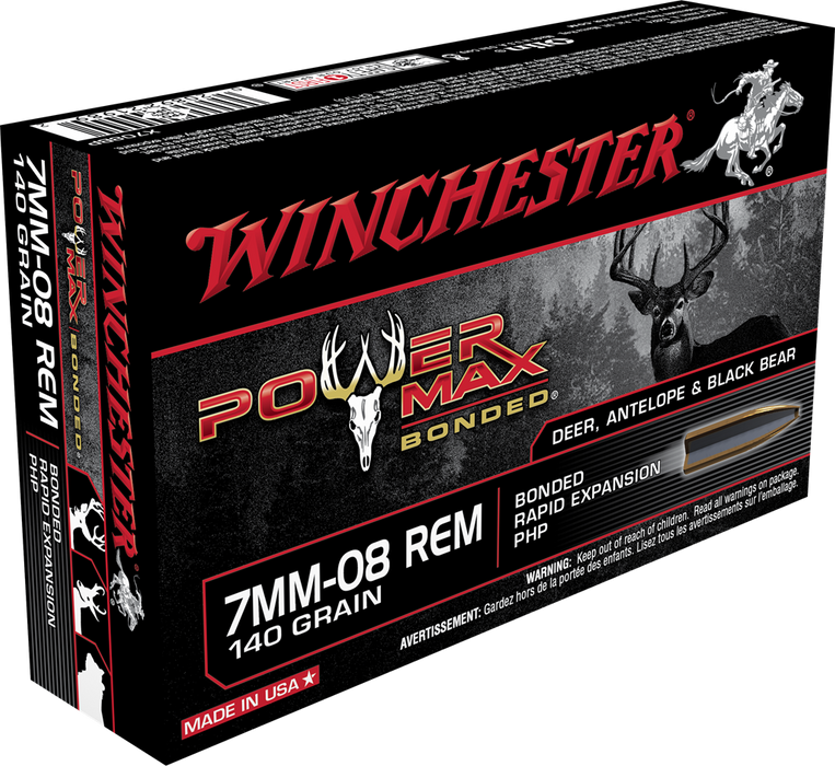 Winchester Ammo Power Max Bonded, Win X708bp        7mm08  140pmb      20/10