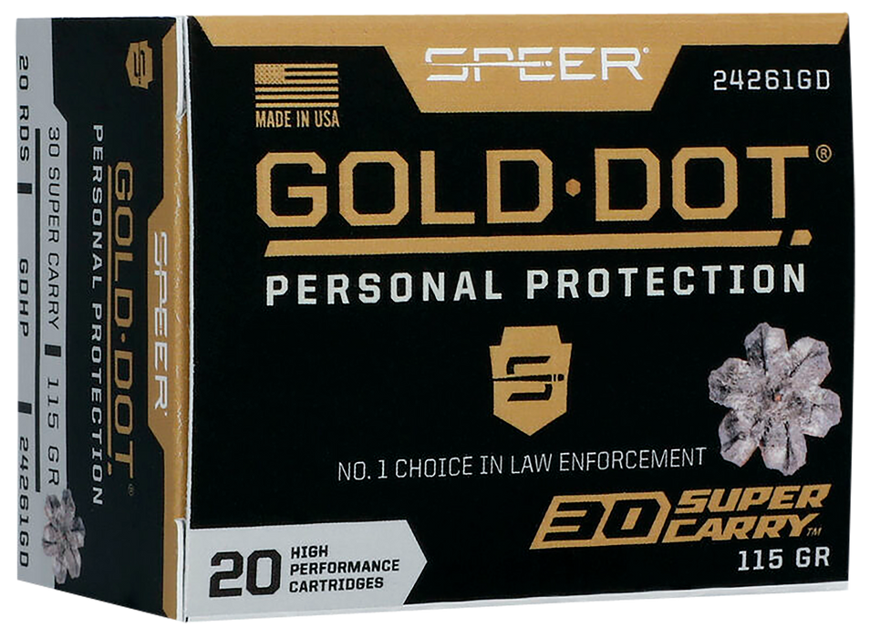 Speer Ammo Gold Dot, Speer 24261gd Gold Dot 30sc      115 Hp      20/10