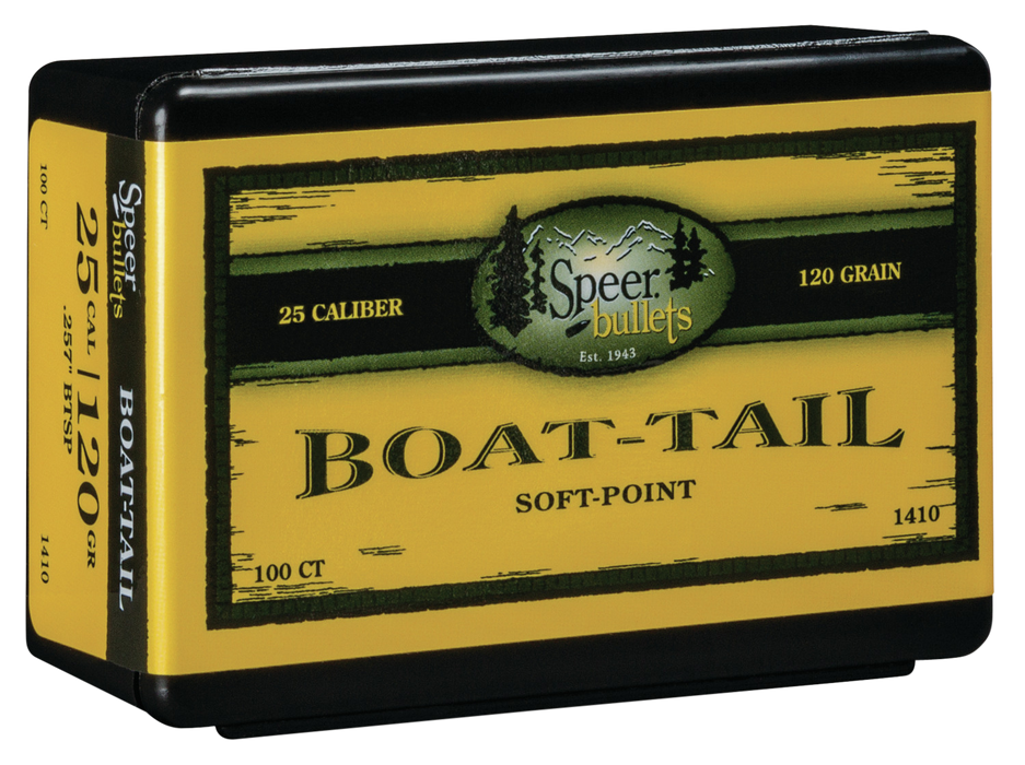 Speer Ammo Boat-tail, Speer 1410      Bull .257 120 Sptzr Bt        100