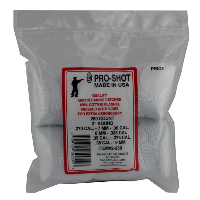 Pro-shot Cleaning Patches, Proshot 2-250         270-.38 2"round Patch 250