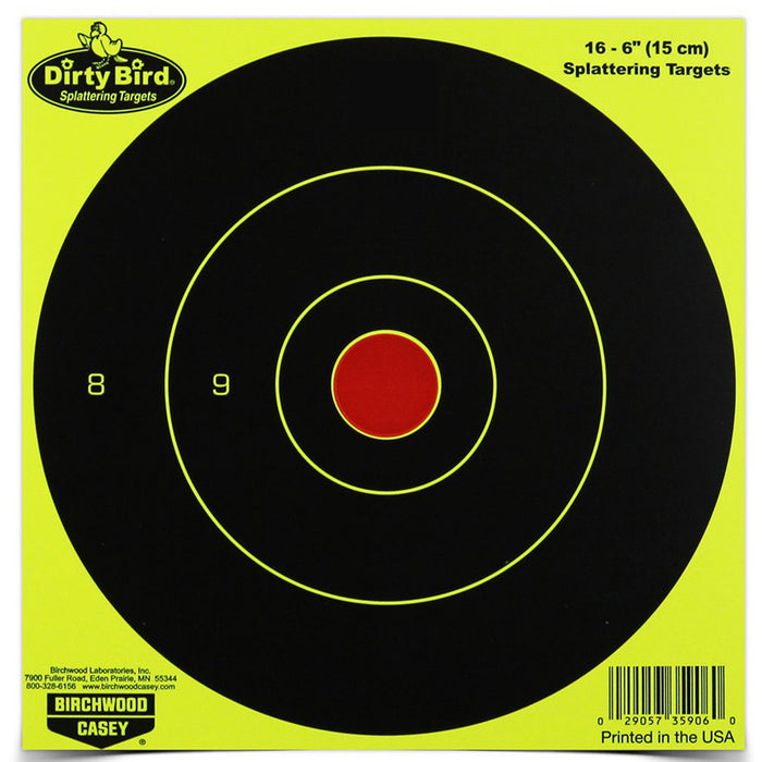 Birchwood Casey Dirty Bird, Bir 35906 Dirtybird 6"   Yellow Bullseye      16pk