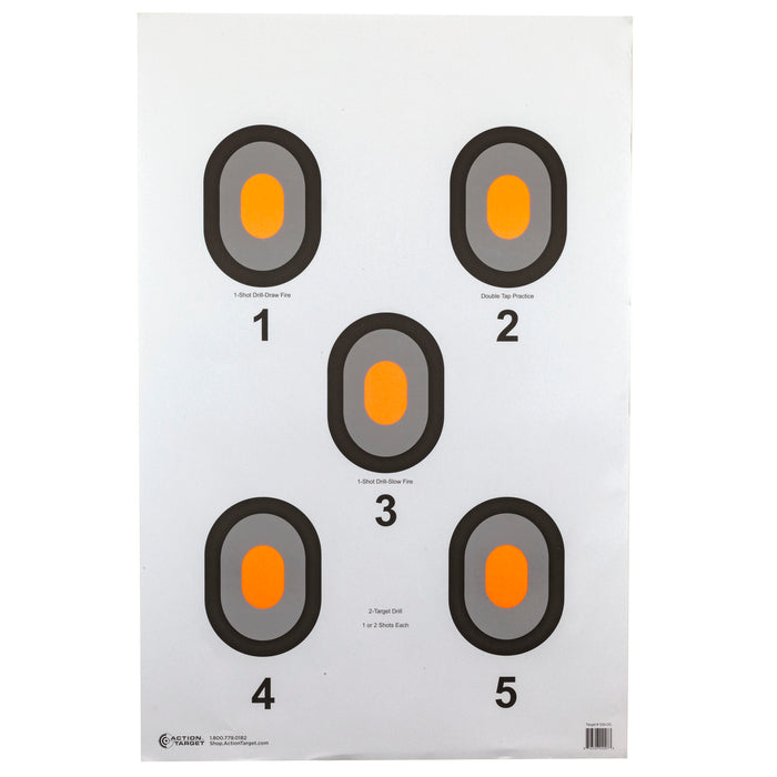 Action Target Inc 5 Bull's Eye Target, Action 530oc100 Ornge Cntr-5 Bllsye Target  100 Bx