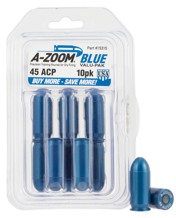 A-zoom Pistol Training Rounds, Azoom 15315      Blue Snap Caps 45acp         10pk