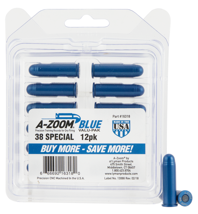 A-zoom Revolver Training Rounds, Azoom 16318      Blue Snap Caps 38spc         12pk