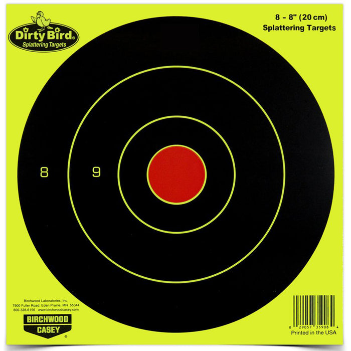 Birchwood Casey Dirty Bird, Bir 35908 Dirtybird 8"   Yellow Bullseye       8pk