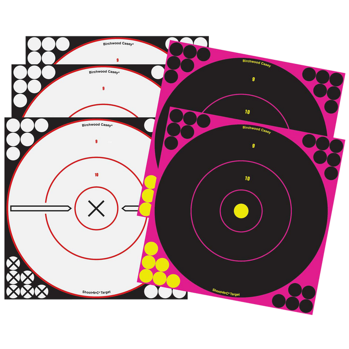 Birchwood Casey Shoot-n-c, Bir 34035 Shoot-n-c 3-12"blk/2-12"pnk Bullseye 5pk