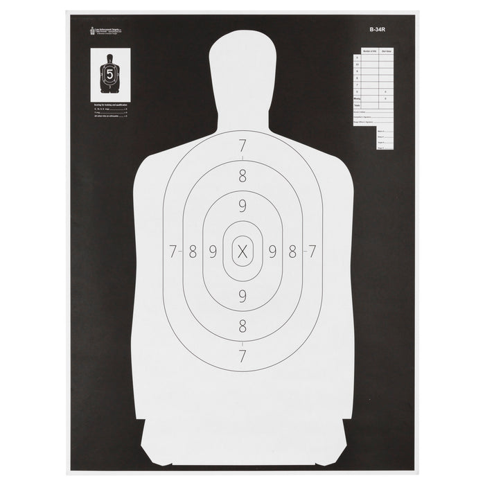 Action Target Inc B-34r, Action B-34r Blk W/wht Slhtte Trgts         100 Bx