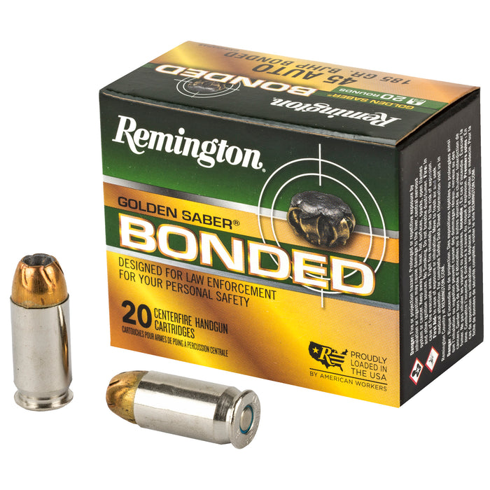 Remington Ammunition Golden Saber, Rem 29325 Gsb45apab Gld Saber  45a 185 Bjhp 20/25